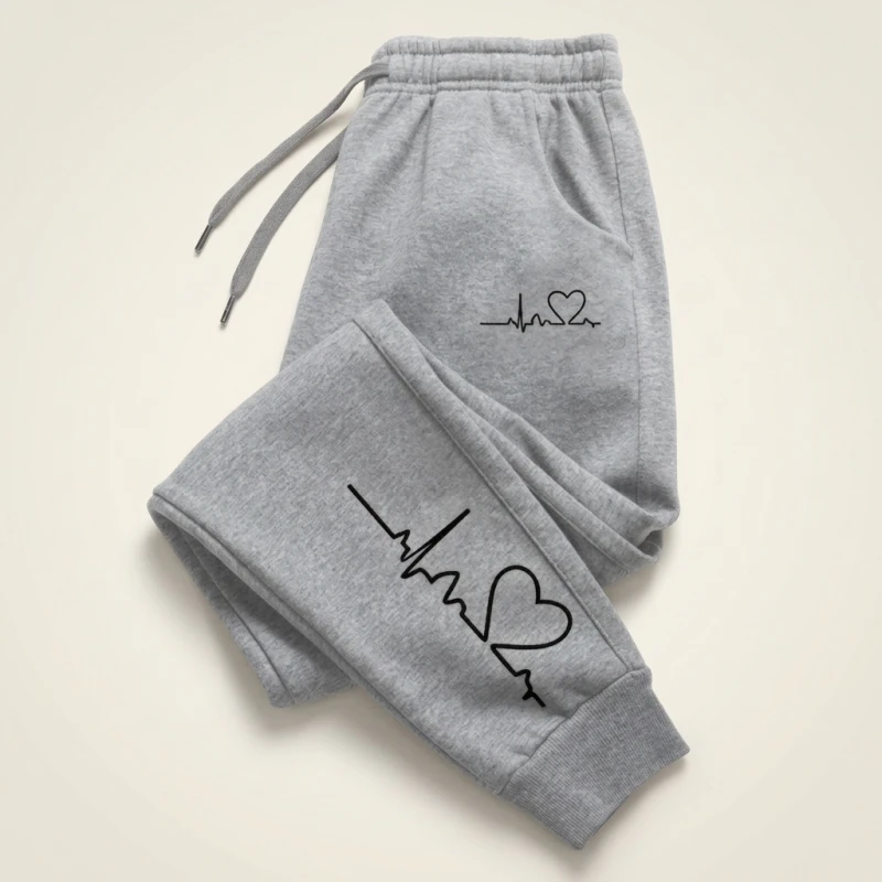 Hot Sales Womens Sweatpants Daily Casual Pants High Quality Fitness Tracksuit Trousers Heart Print Street Sport Jogging Pants - Image 2