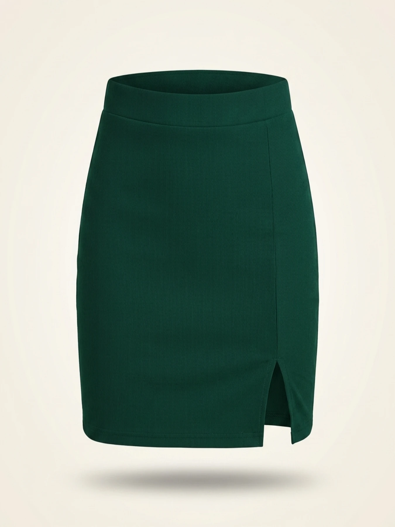 Ladies Plus Size Solid Color Bodycon Mini Skirt with Side Slit Fashion Pencil Skirt - Image 2