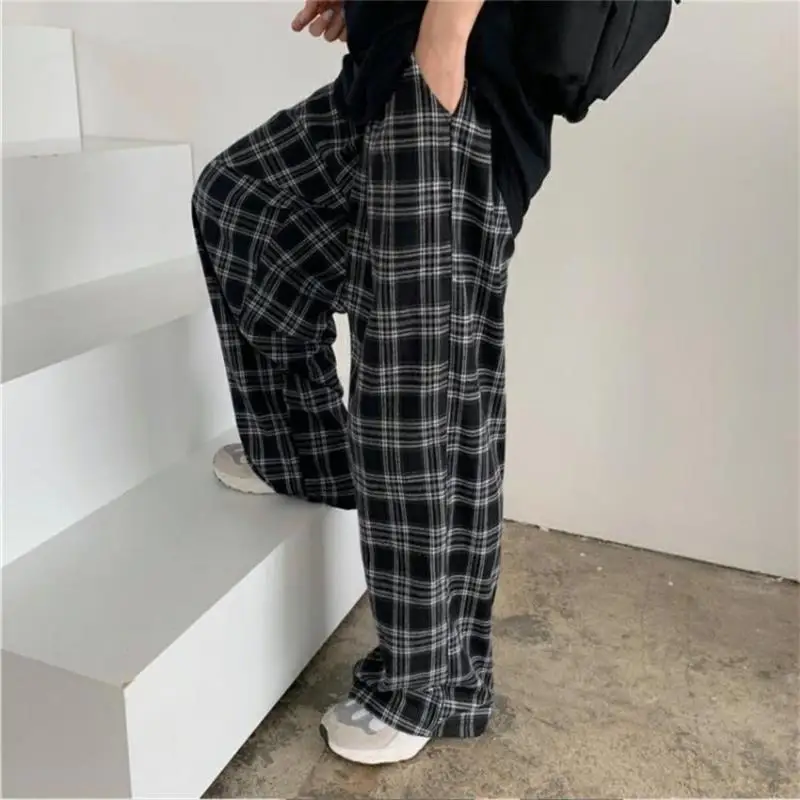 Oversize Pants Women Sweatpants Summer Fashion Black Plaid Casual Pants Elastic Waist Casual Pockets Student Unisex Trousers - Image 2