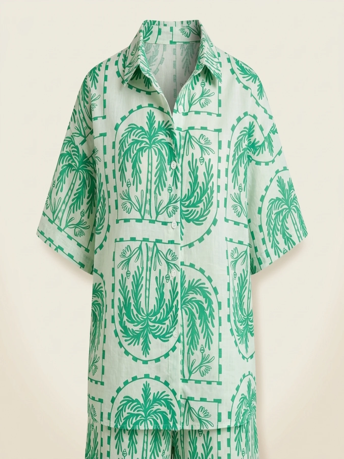 Women's Large Size Woven Solid Color Summer Print Set - Image 6