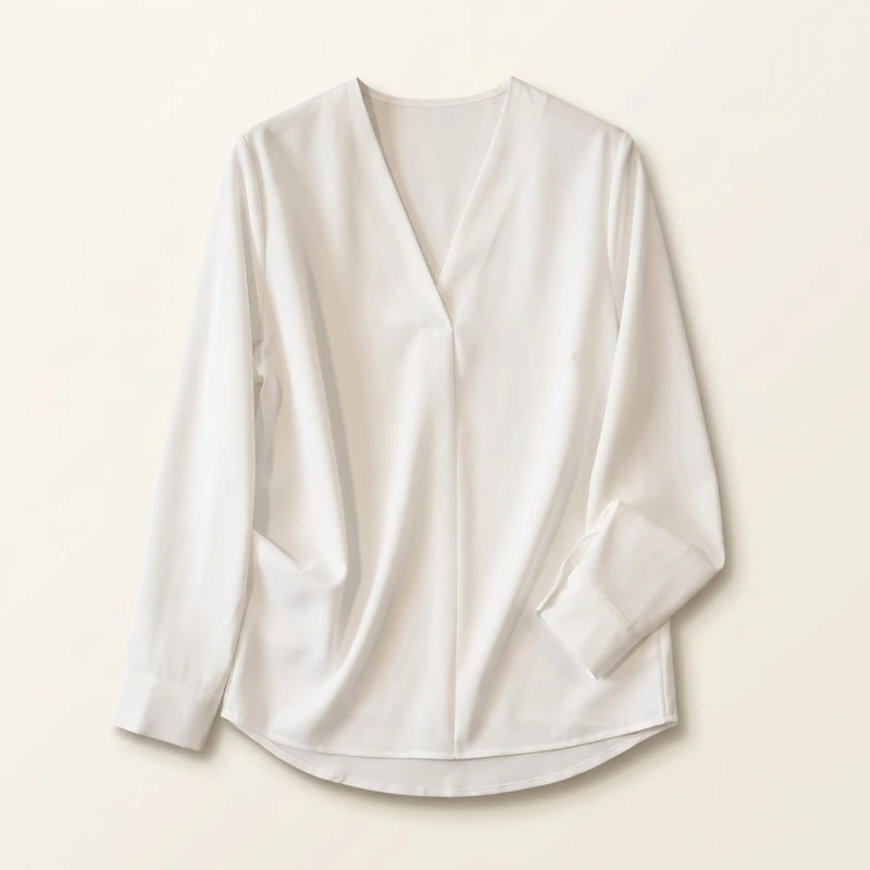 Big Size Women Shirts 2025 Spring Autumn Long Sleeve Office Lady V-Neck Solid Color Blouses Elegant and Youth Woman Tops - Image 6
