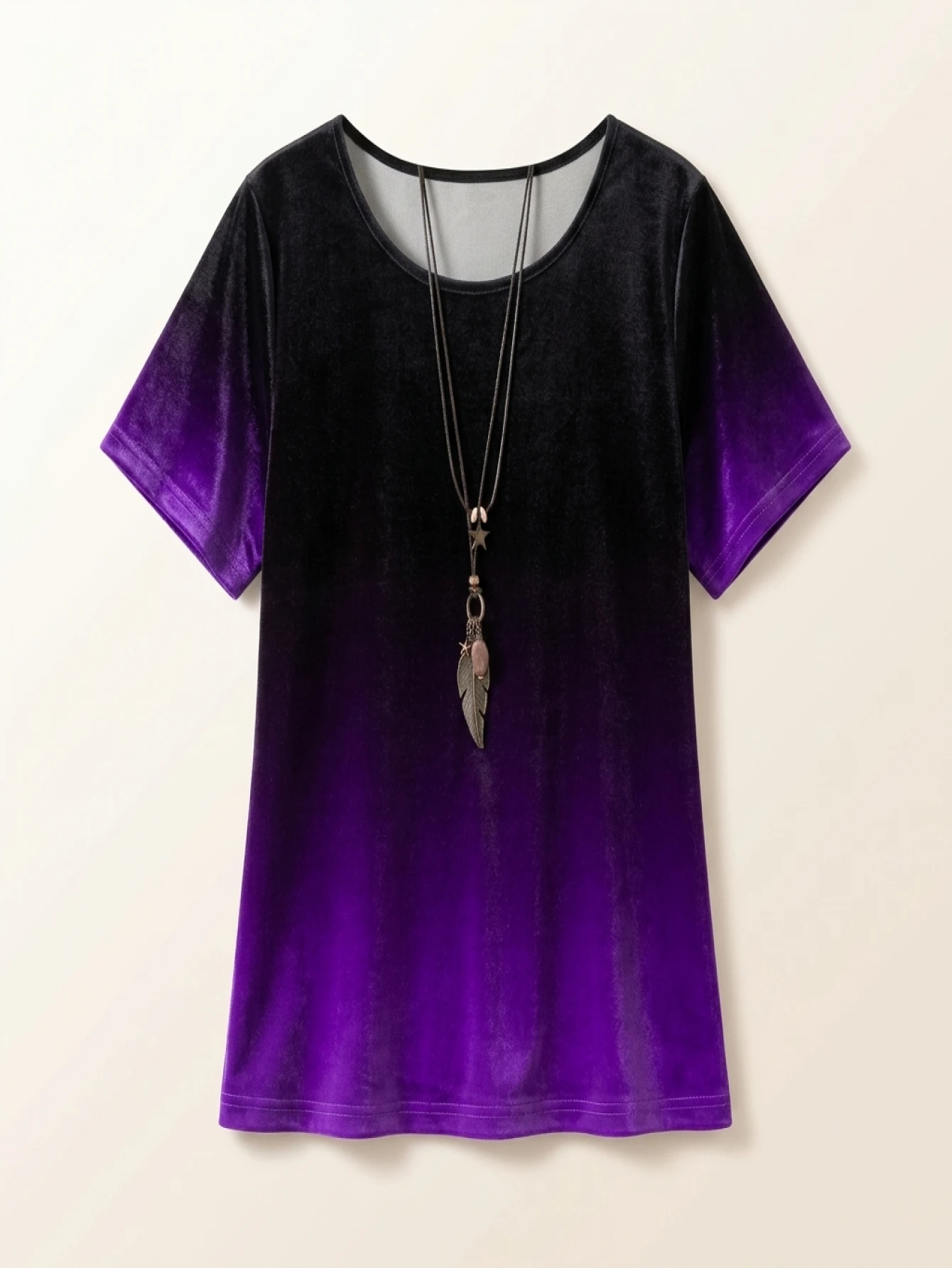 2025 Summer Women Large Size Elegant Gradient Printed T-shirt Round Neck Top Women Sports and Leisure T-shirt Quick Drying