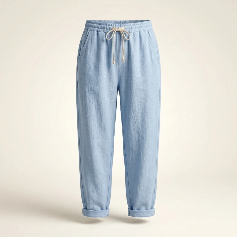 Women's Casual Pants Solid Color Drawstring Elastic Waist Trousers with Pockets Lounge Fashion Straight Pants - Image 3