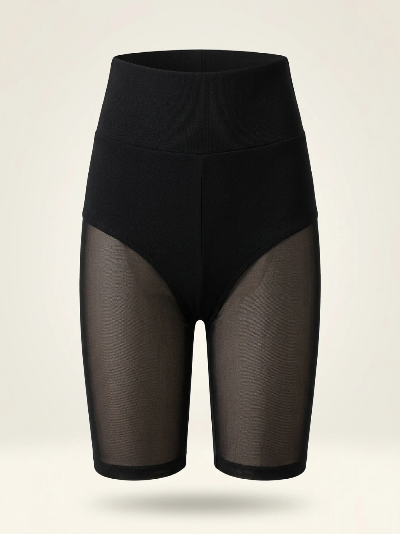 New High-waisted Tight-fitting Mesh Breathable Quarter Pants For Women European And American Hot Girls Sexy High Spring Shorts