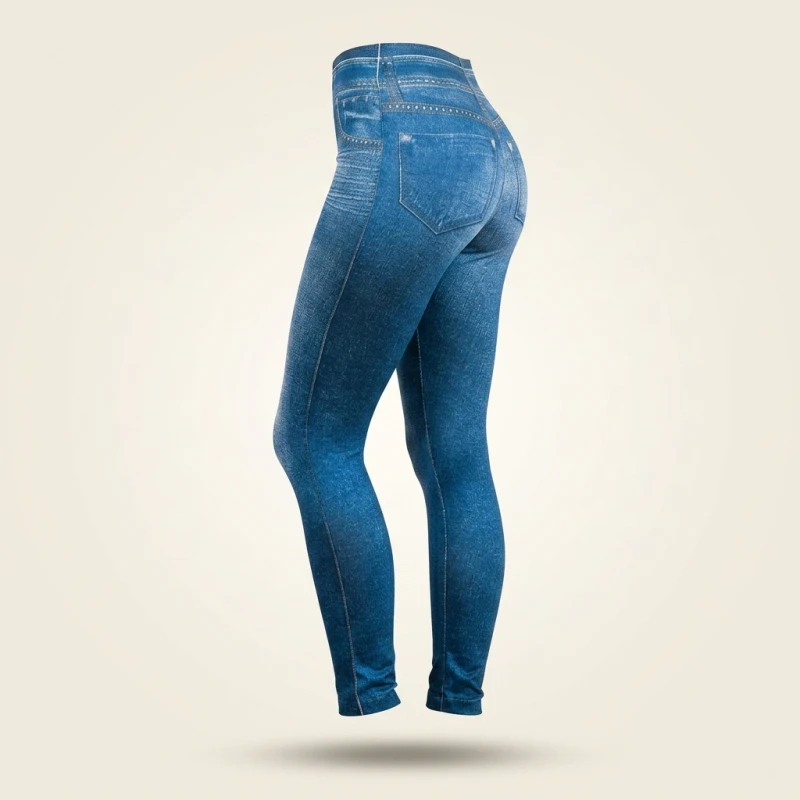 Women's Seamless Denim-Look Leggings Fitness Leggings High Elastic Butt Liftting Yoga Pants High Waist Gym Trainning Print Tight - Image 3