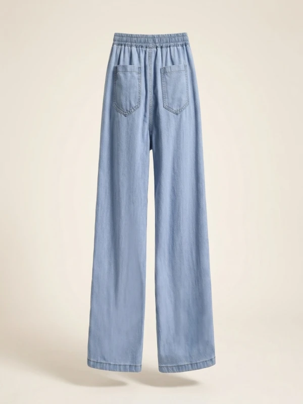 High Waist Wide Leg Jeans Women Summer Thin Ice Silk Straight Leg Pants Loose Slimming plus Size Casual Trousers - Image 3
