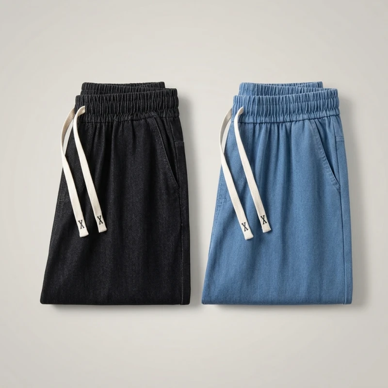 Women's Straight Jeans, Oversized Trousers, Curve Clothes, High Waist, Stretch, Lyocell Denim Pants, Plus Size, Summer - Image 6