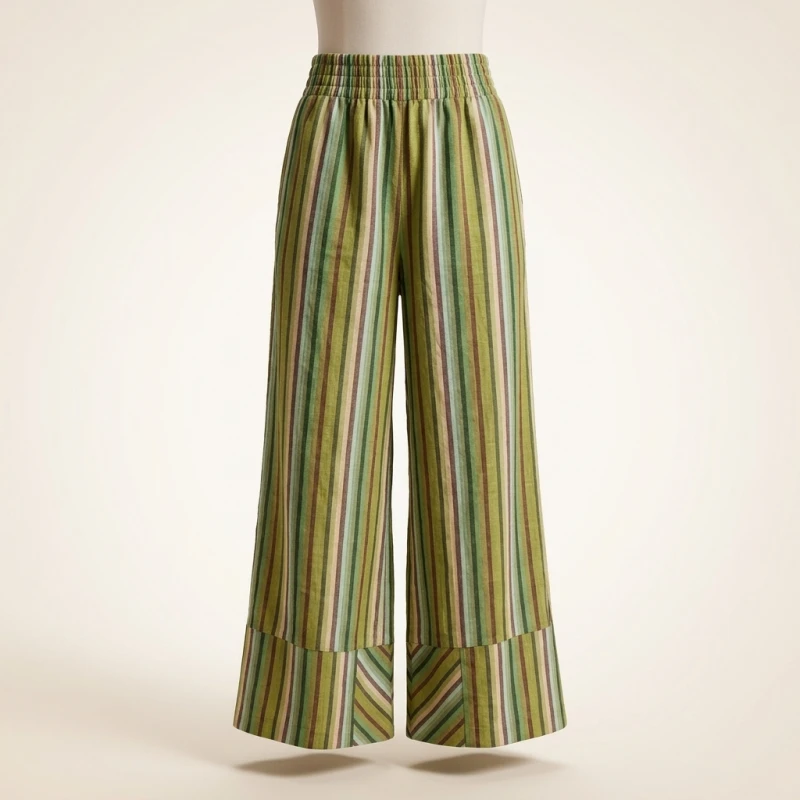 2025 Autumn and Winter New Fashion Women's Wide Leg Trousers Printed Striped Loose-fitting High-waisted Pants