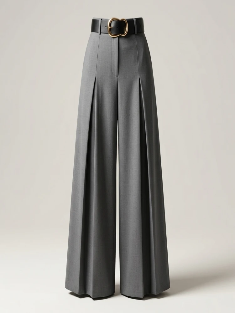 Women's oversized woven pleated pants - Image 4