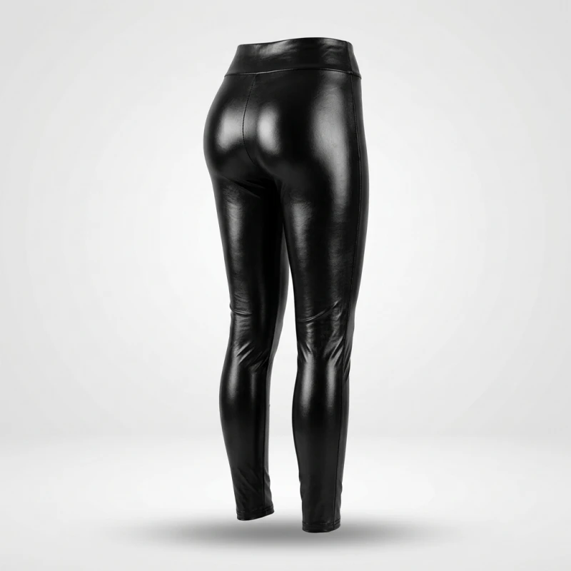 Plus Size Leather Pants High Waist Solid Black Pants Skinny Legging Tights For Women Comfortable Stretchy Leggings All-match - Image 3