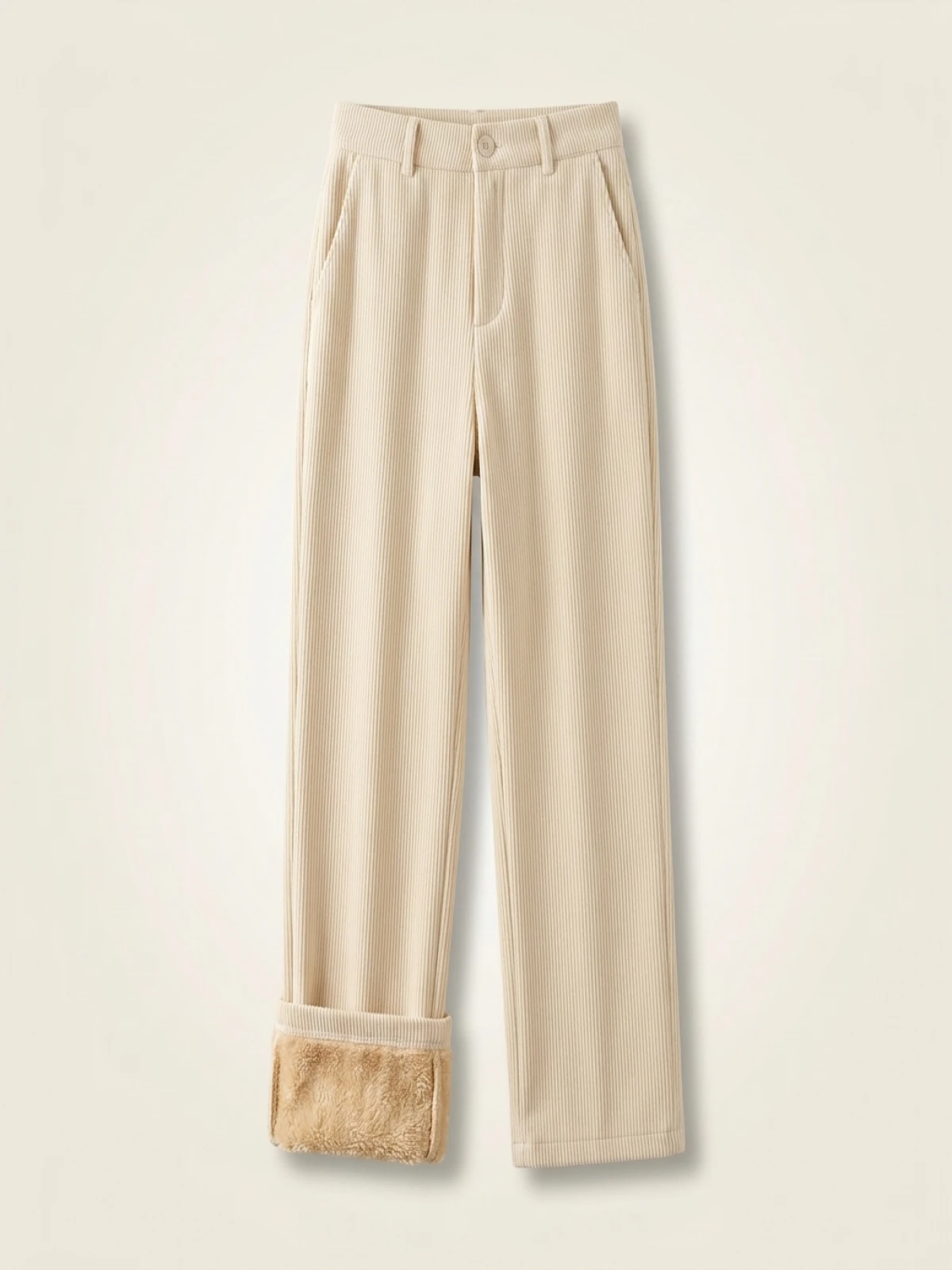 High Waist Wide Leg Pants Women's Autumn Winter Flannel Fce Lined Casual Loose Fit Trousers Nine Points Commute Sle