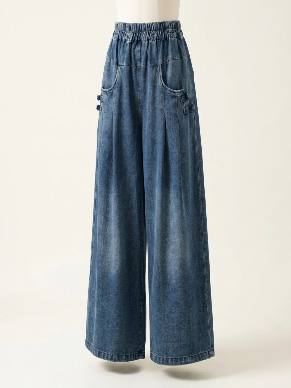 plus Size Denim Jeans Women's Spring Wide Leg Pants Loose Fit Casual Versatile Straight Leg Trousers Spring Summer Faion - Image 4