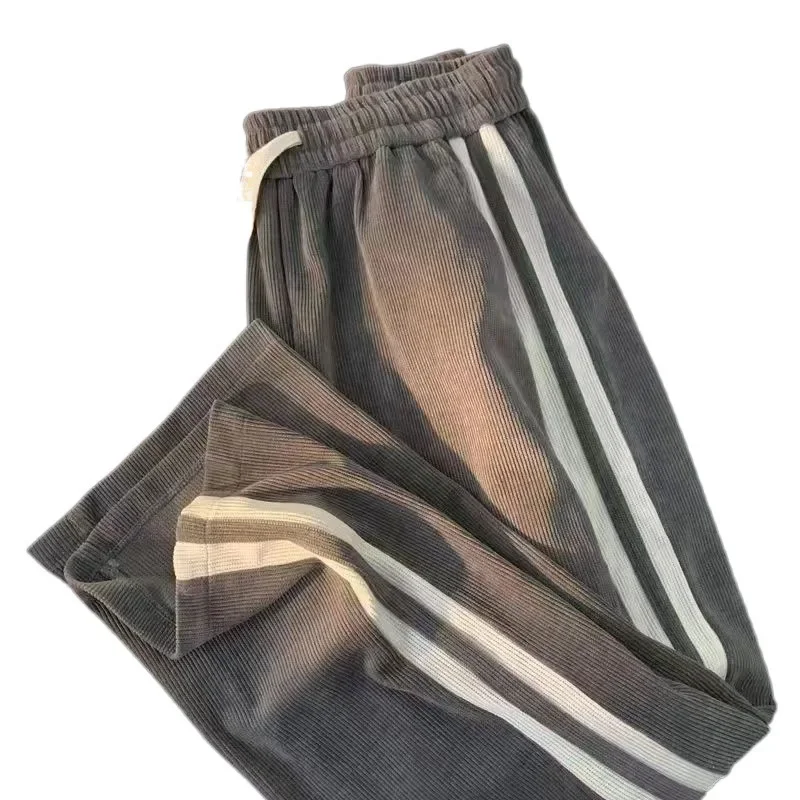 Hot Sale Of The Season New Corduroy Pants Trendy Spring Autumn High Street Loose Sports Straight Leg Wide Leg Fleece Lined Long - Image 2