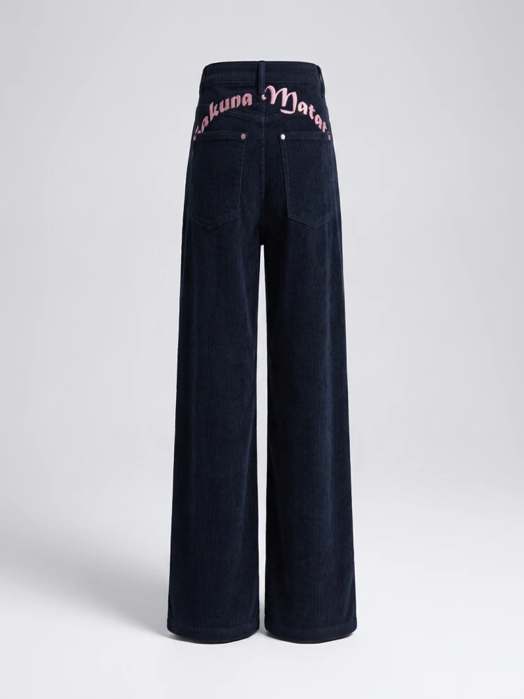 High Waist Embroidered Letter Print Denim Pants Women's Spring New Sle Cool Sexy Long Trousers Casual Wide Leg Jeans - Image 2