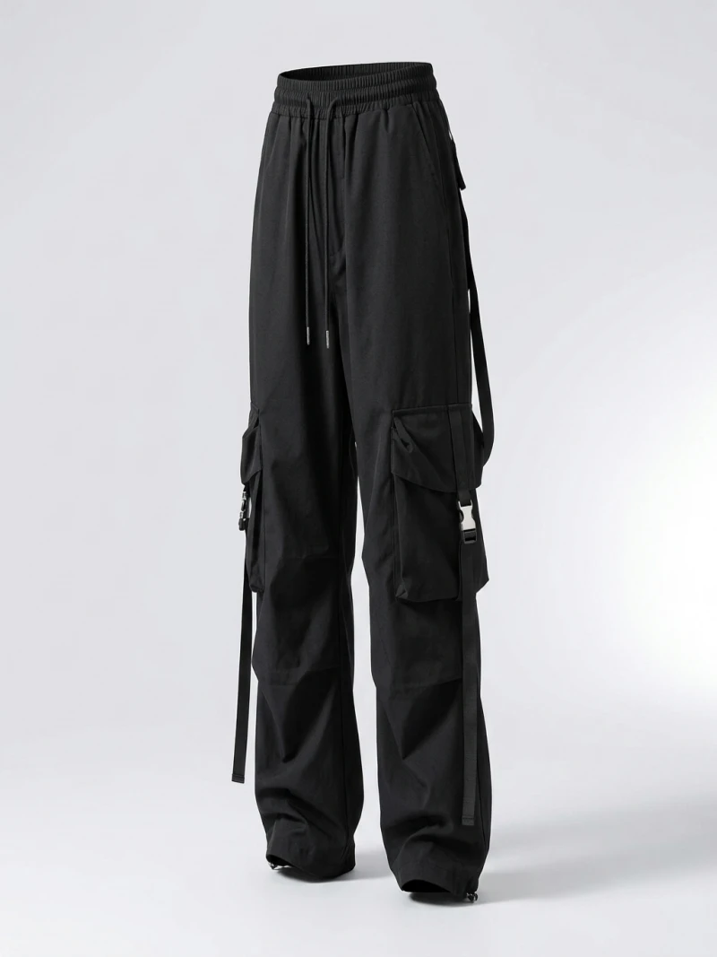Retro Vintage High Street Baggy Pants Fashion Women Oversized Drawstring Pocket New Pant Casual Streetwear Loose Jogger Trousers