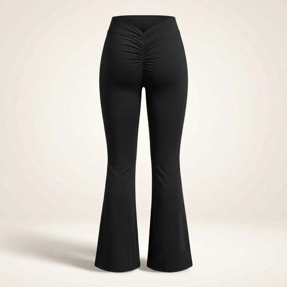 Women's Sports Yoga Pants Pleated Flared Pants V-Back Butt-Lifting Wide Leg High Waist 31.5 Inches Fitness Sports Yoga Pants