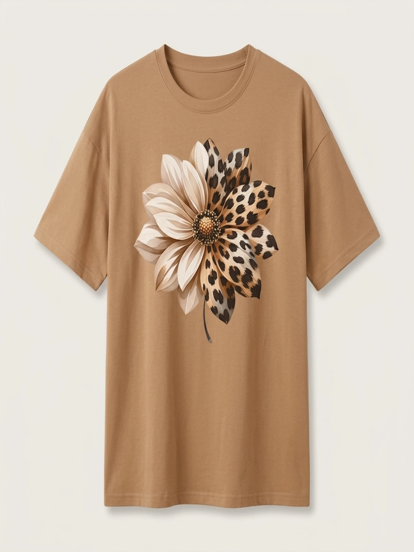 Summer Women's Plus Size T-Shirt Original Design Fashion Creativeful Flower Printed Women's Casual Round Neck Short Sleeved Tops