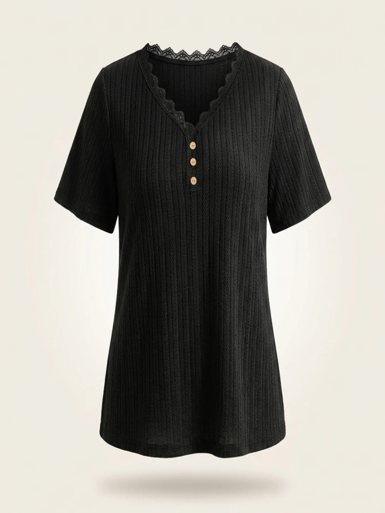 Plus Size 2025 Spring Summer New Women's V-Neck Pure Colour Polyester Fabric Commuter Loose Casual Summer Best Choice