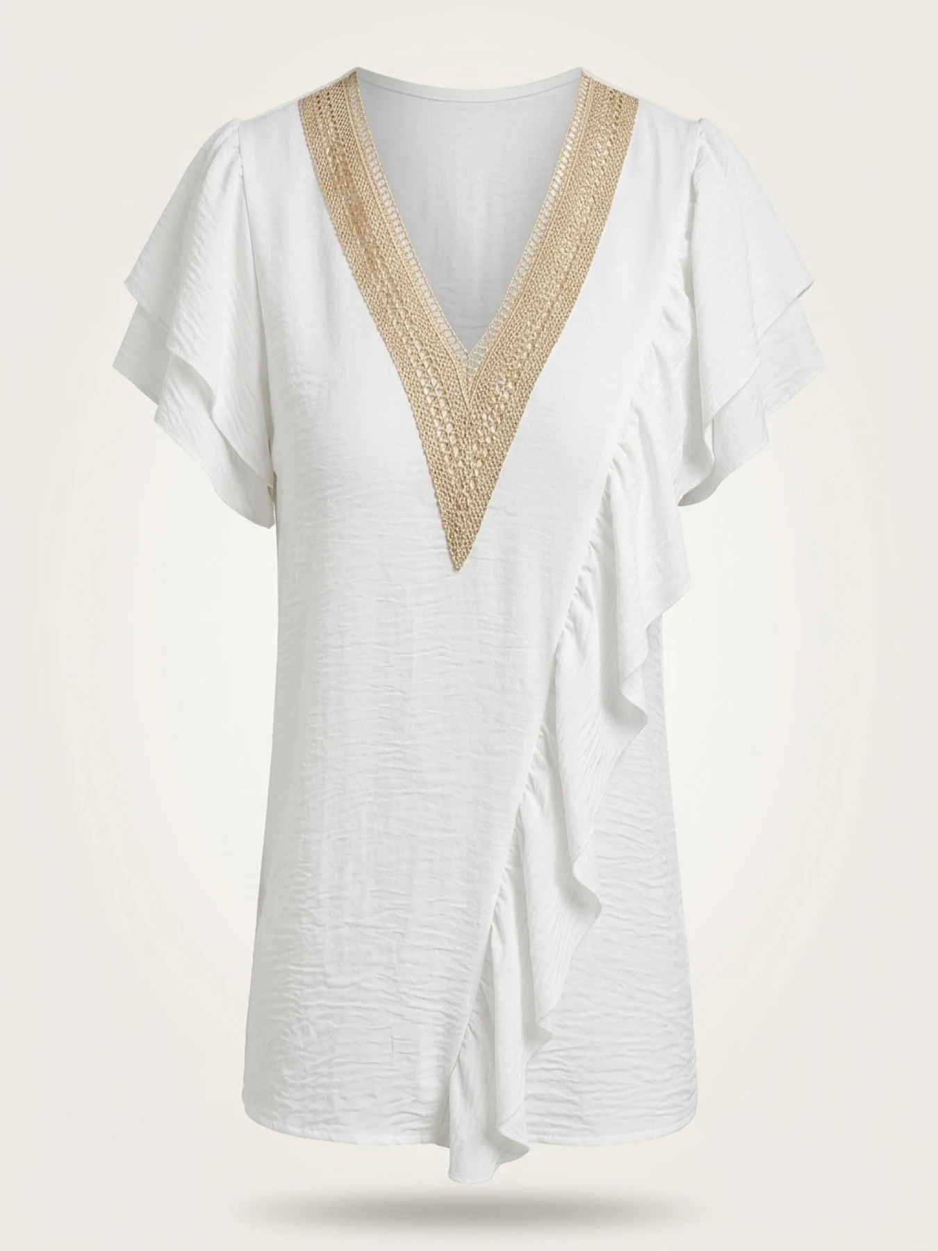 Women's oversized woven solid color casual shirt - Image 3