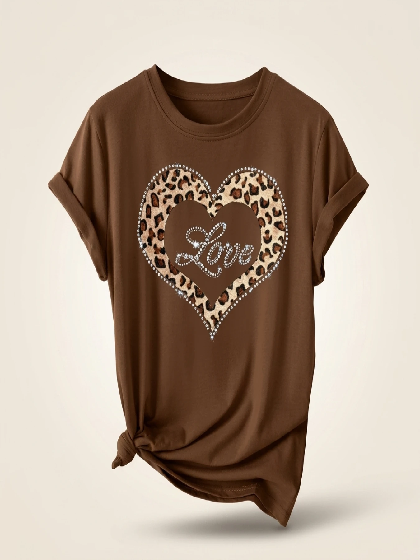 Summer Plus Size Fashion Women's T-Shirt Original Design Letter Love Heart Printed Women's Casual Crew Neck Short Sleeved Tops
