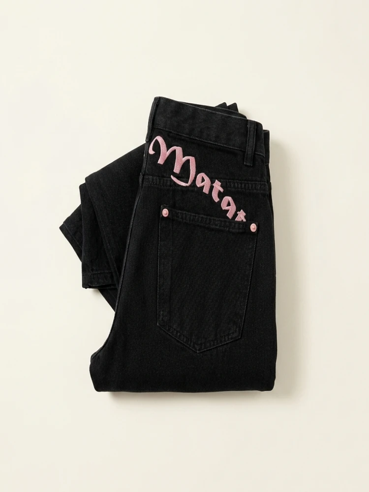 High Waist Embroidered Letter Print Denim Pants Women's Spring New Sle Cool Sexy Long Trousers Casual Wide Leg Jeans - Image 5