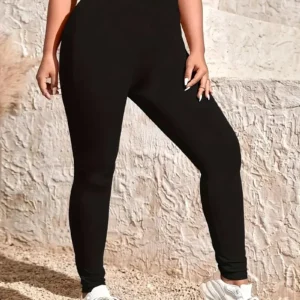 Plus Size Women's Black High-stretch Leggings Wear Nine-point Pants High-waisted Plus Fat Solid Color Small Feet Pants