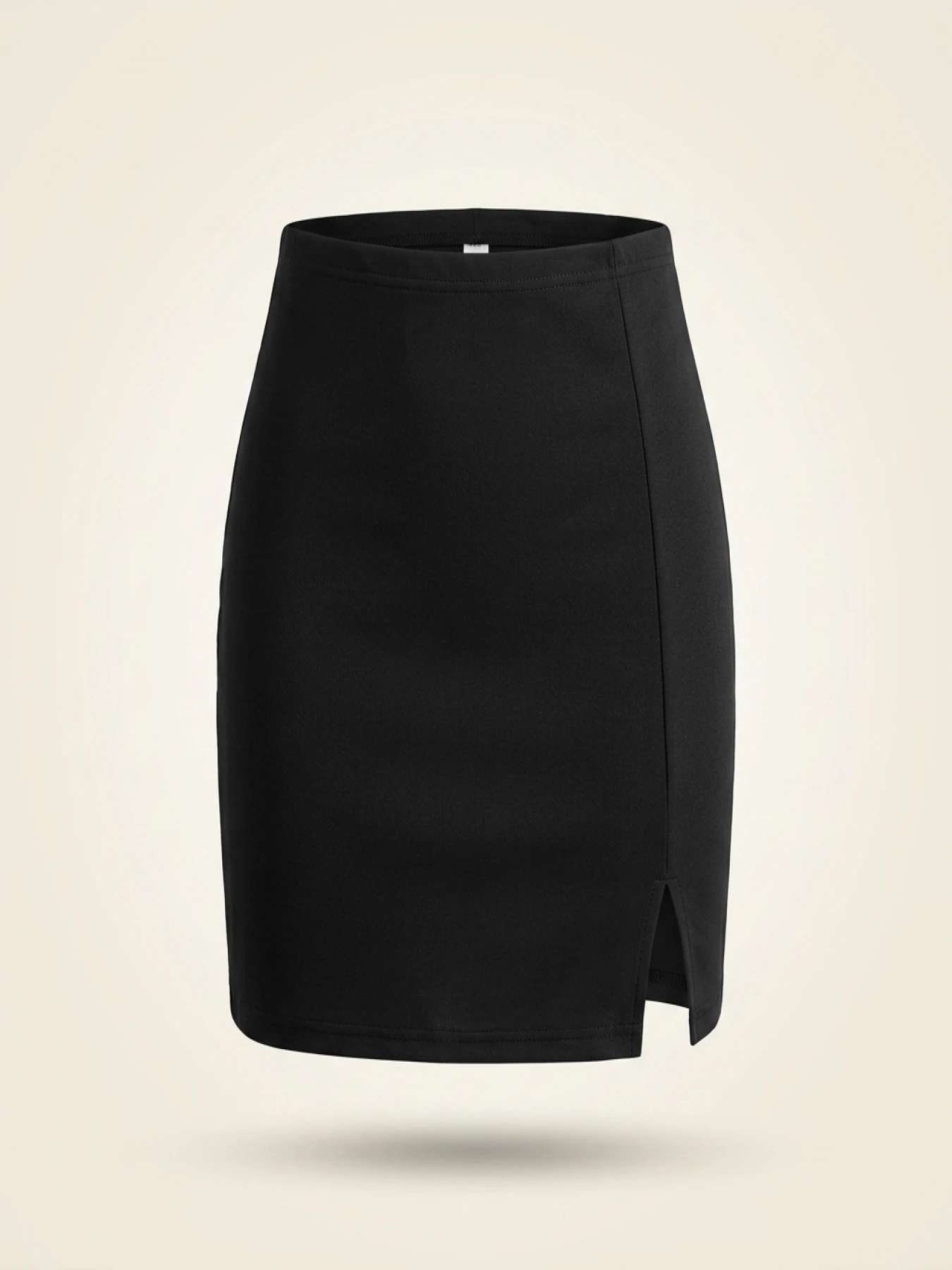 Ladies Plus Size Solid Color Bodycon Mini Skirt with Side Slit Fashion Pencil Skirt - Image 3