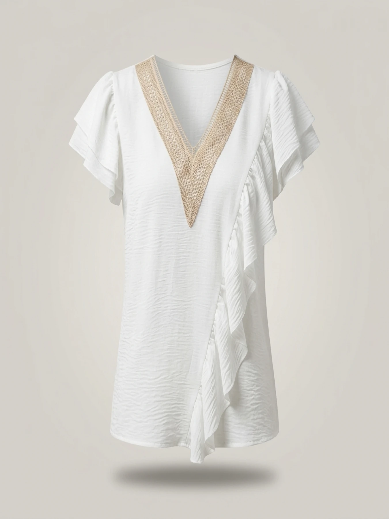 Women's oversized woven solid color casual shirt - Image 4
