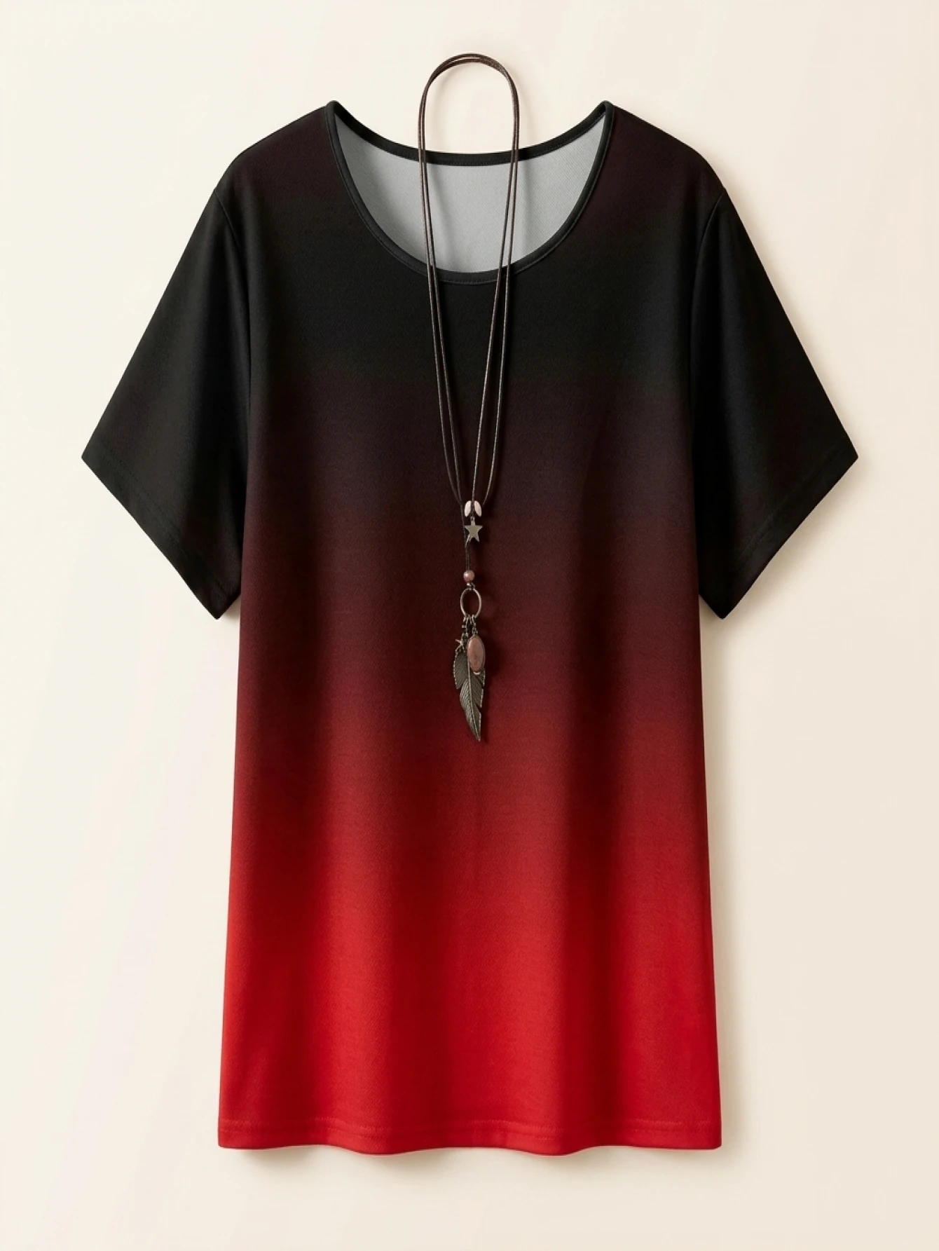 2025 New Plus Size Gradient T-shirt for Spring and Summer Casual Round Neck Short Sleeved Top for Women Plus Size Clothing