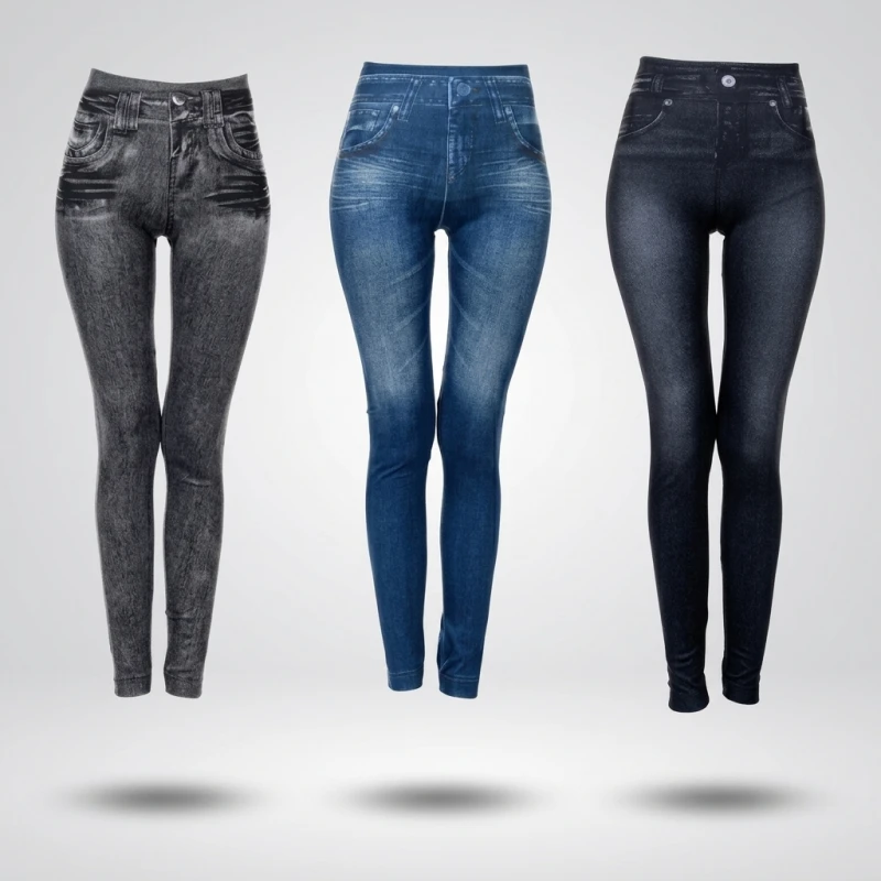 Women's Seamless Denim-Look Leggings Fitness Leggings High Elastic Butt Liftting Yoga Pants High Waist Gym Trainning Print Tight - Image 4