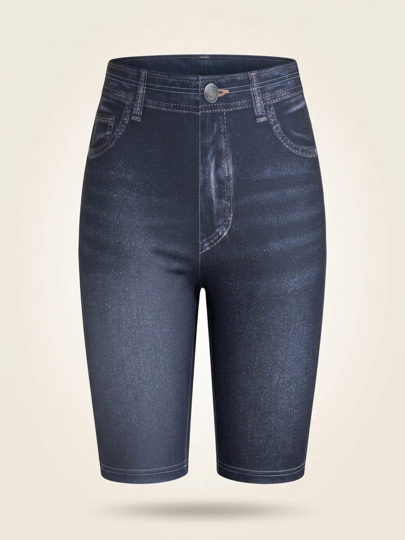 Plus Size Women's Skinny Capris Pants Imitation Denim Print Curve Female Casual Stretch Knitted Sporty Cropped Leggings Summer