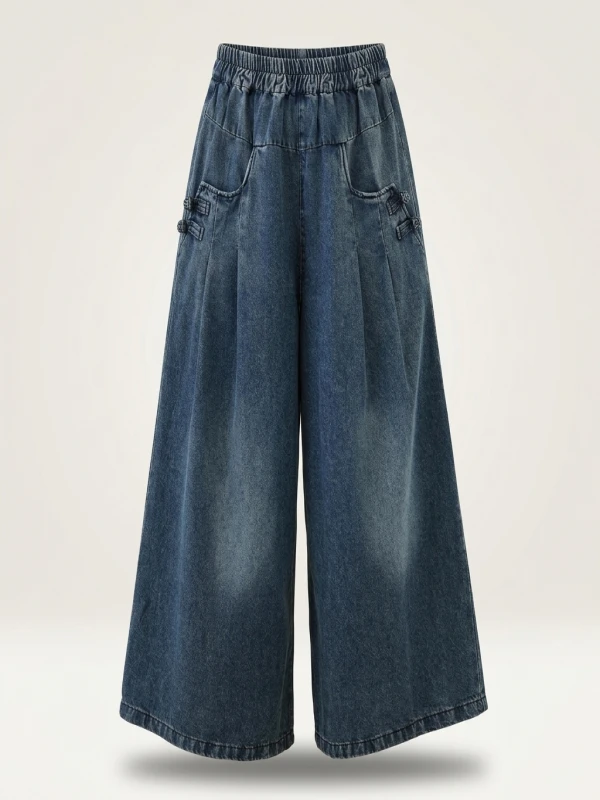 plus Size Denim Jeans Women's Spring Wide Leg Pants Loose Fit Casual Versatile Straight Leg Trousers Spring Summer Faion - Image 3