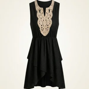 New European and American women's embroidered lace trim V-neck sleeveless vest top