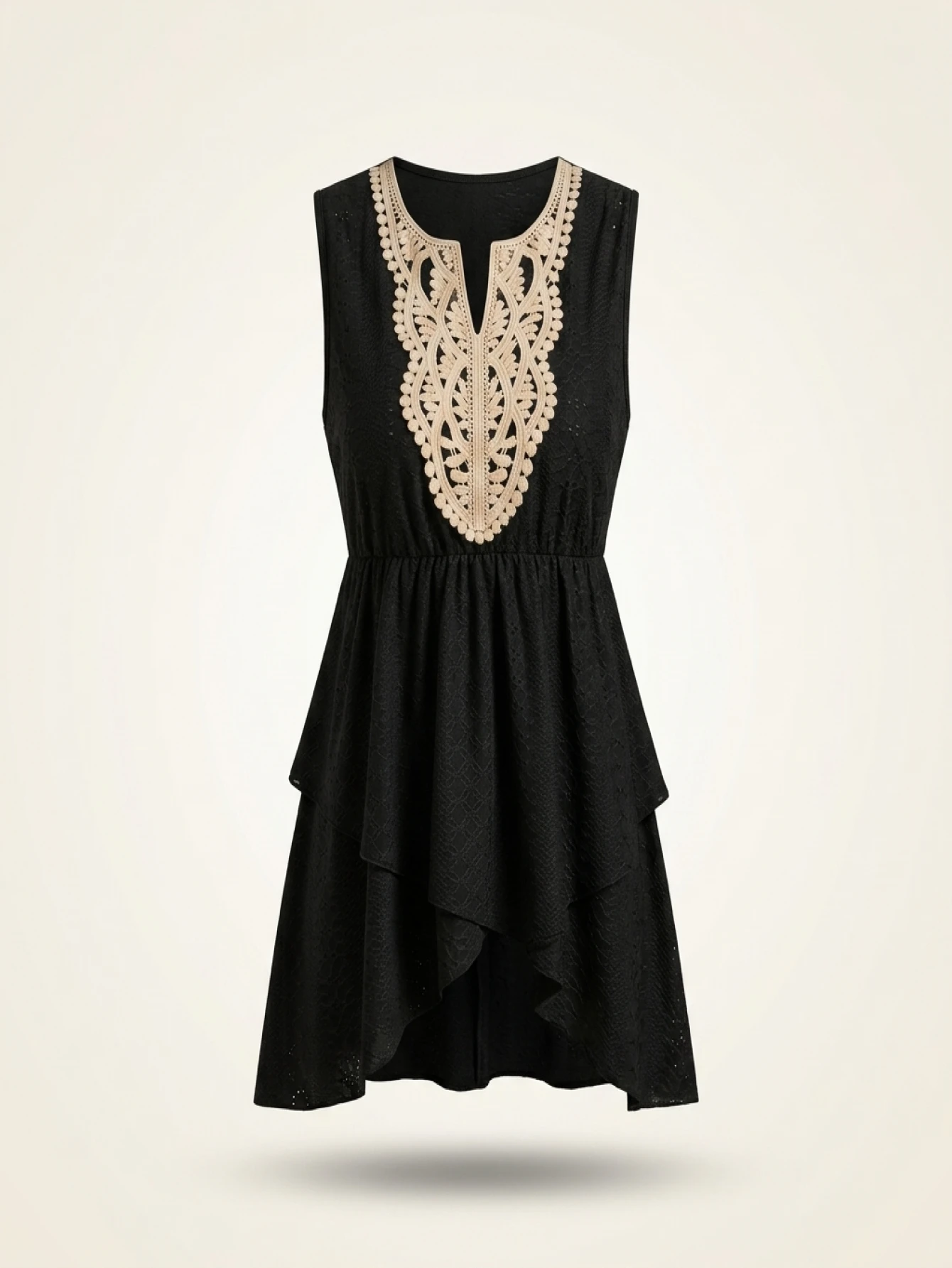New European and American women's embroidered lace trim V-neck sleeveless vest top