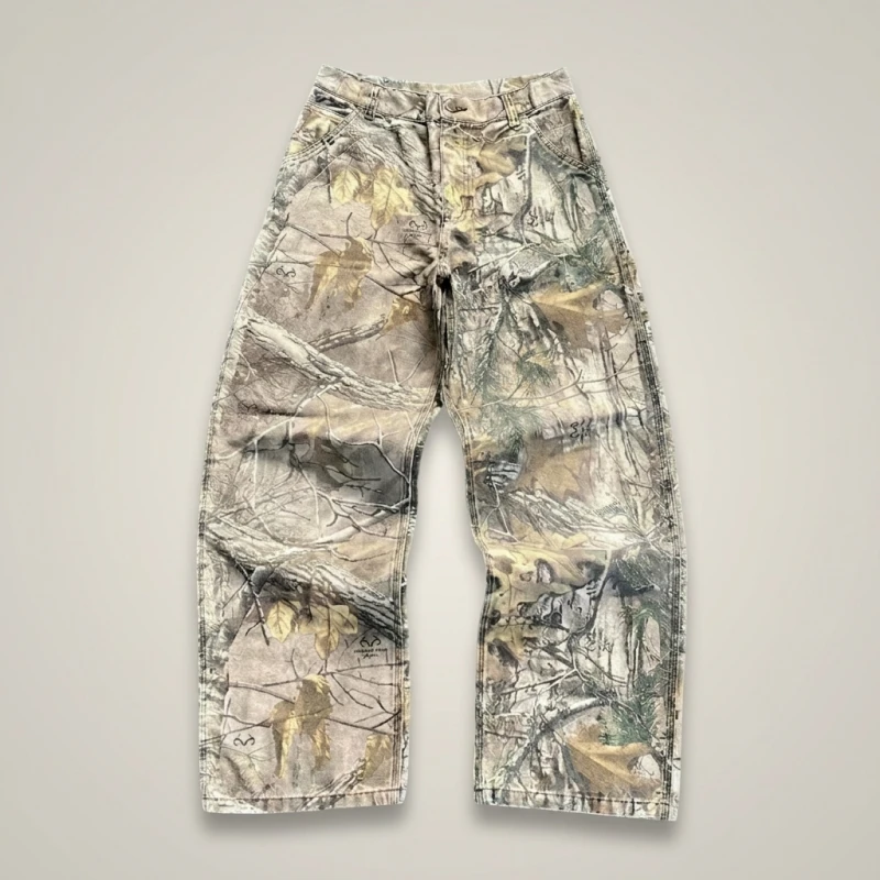 Waed Denim Camouflage Pants American Sle Branches Wide Leg Loose Straight Cut Jeans Low Waist Long Trousers for Women - Image 5