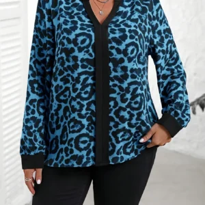 Women Plus Size Woven Spring And Autumn Shirt
