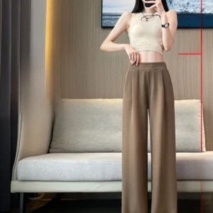 High Waist Wide Leg Pants Women's Loose Casual Straight Cut Slimming Concealing Long Trousers Indian Sle Commute Faion