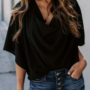 Women Plus Size Woven Spring And Autumn T-shirt