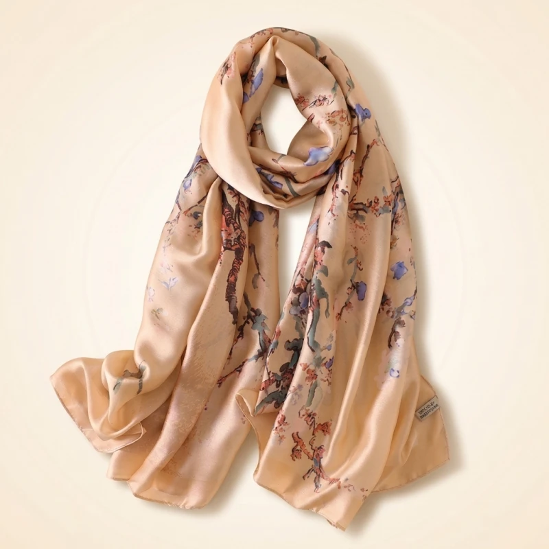 Spain Luxury Silk Scarf Women Designer Van Gogh Oil Painting Floral Silk Shawls Pashmina Ladies Wraps Scarves Foulard New Hijab (Men's & Women's) - Image 6