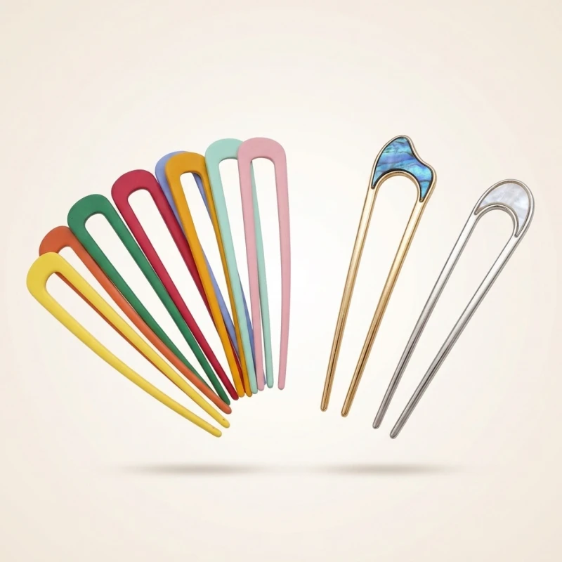Fashionable U-shaped Hairpin Shell Hairpin Metal U Shaped Hair Pins Hair Fork French Simple Hair Accessories for Women (Men's & Women's) - Image 3