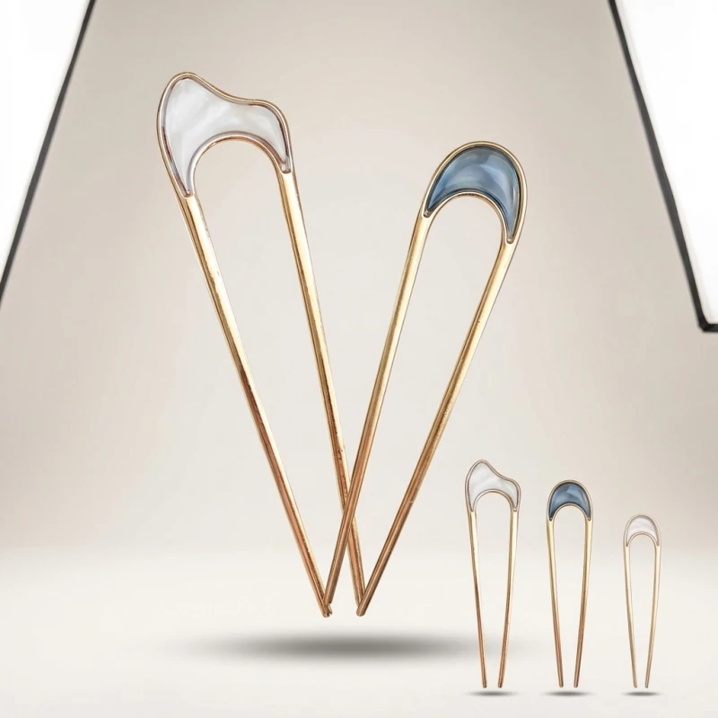 Fashionable U-shaped Hairpin Shell Hairpin Metal U Shaped Hair Pins Hair Fork French Simple Hair Accessories for Women (Men's & Women's) - Image 4