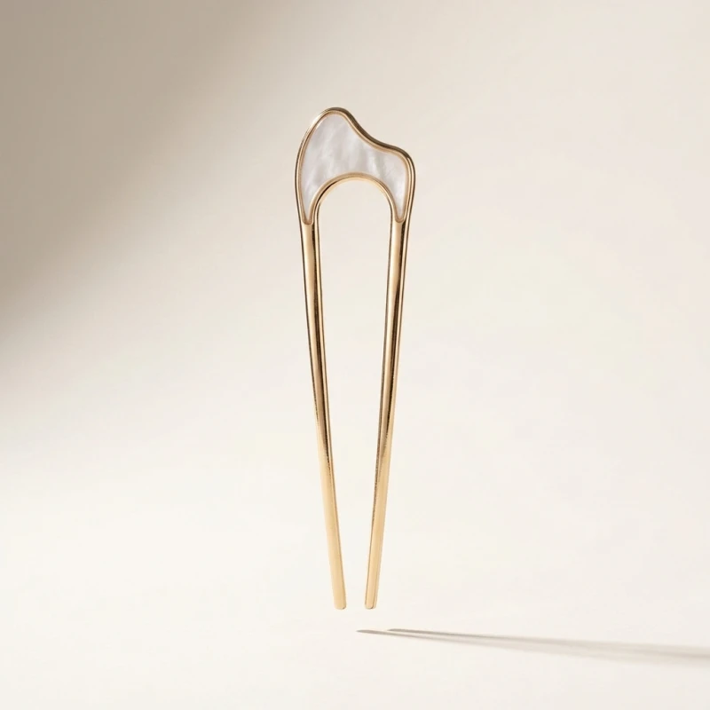 Fashionable U-shaped Hairpin Shell Hairpin Metal U Shaped Hair Pins Hair Fork French Simple Hair Accessories for Women (Men's & Women's) - Image 5