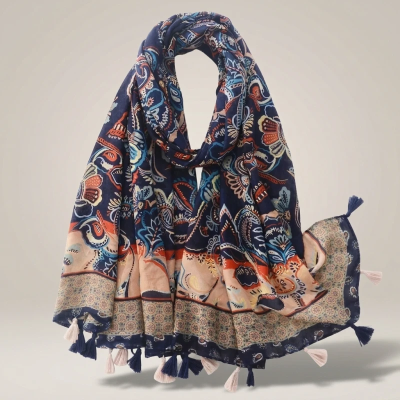 Floral Brand Scarf Luxury Designers New Style Women Elegant Scarves Hug Shawls Pink Purple Scarf Bandana Fashion Design Shawls (Men's & Women's) - Image 3