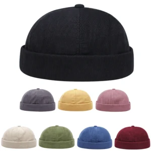 Spring And Summer New Casual Landlord Hat Street Melon Skin Tide Hats Without Brim Retro Hip Hop Cap Men And Women Universal Cap (Men's & Women's)