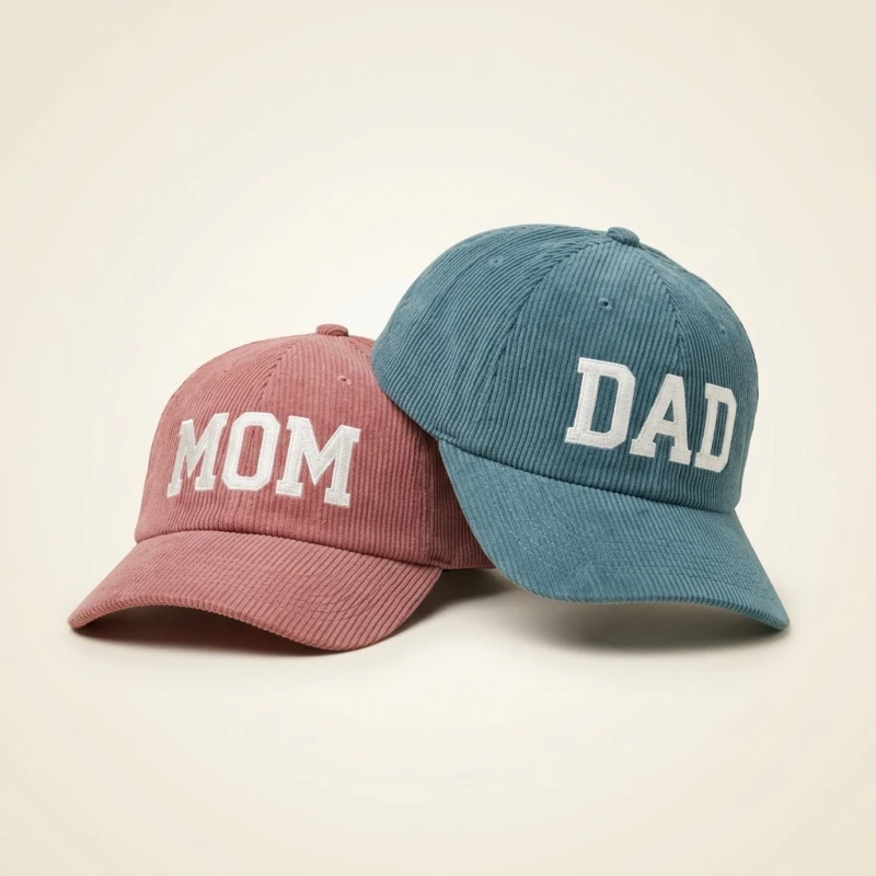 Qisin MOM And DAD Baseball Cap Fishing Caps Men Outdoor Women Washed And Worn Pregnancy Announcement Hats 3D Embroidery (Men's & Women's) - Image 3