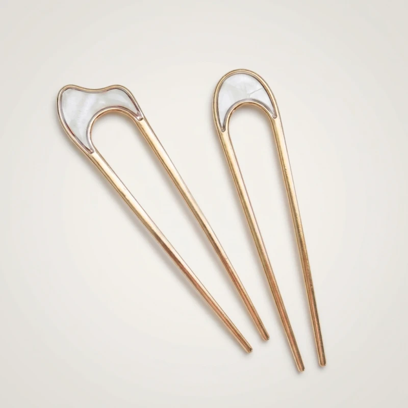 Fashionable U-shaped Hairpin Shell Hairpin Metal U Shaped Hair Pins Hair Fork French Simple Hair Accessories for Women (Men's & Women's) - Image 6