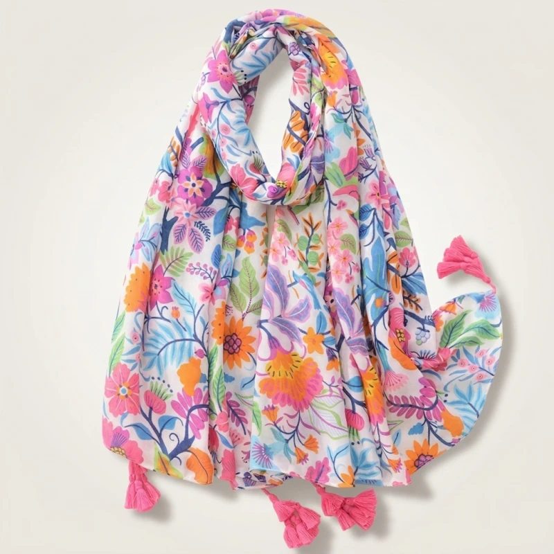 Floral Brand Scarf Luxury Designers New Style Women Elegant Scarves Hug Shawls Pink Purple Scarf Bandana Fashion Design Shawls (Men's & Women's) - Image 2