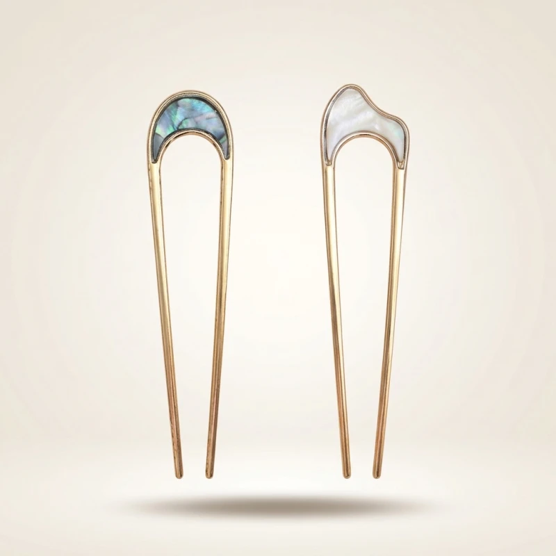 Fashionable U-shaped Hairpin Shell Hairpin Metal U Shaped Hair Pins Hair Fork French Simple Hair Accessories for Women (Men's & Women's)