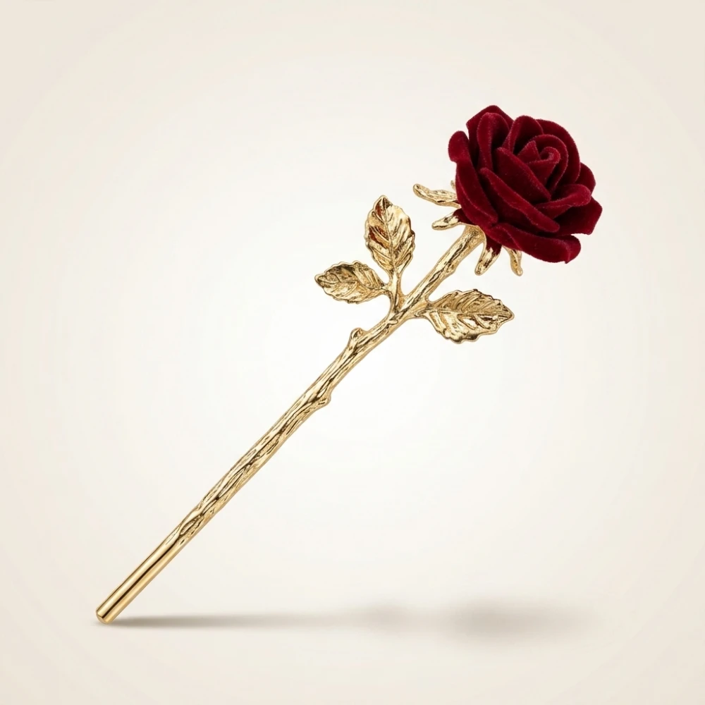 1PC Cute Red Rose Flower Hairsticks For Women Indian Style Hanfu Accessory Hairpin Hairclip Clasp Valentine's Day Gift Jewelry (Men's & Women's)