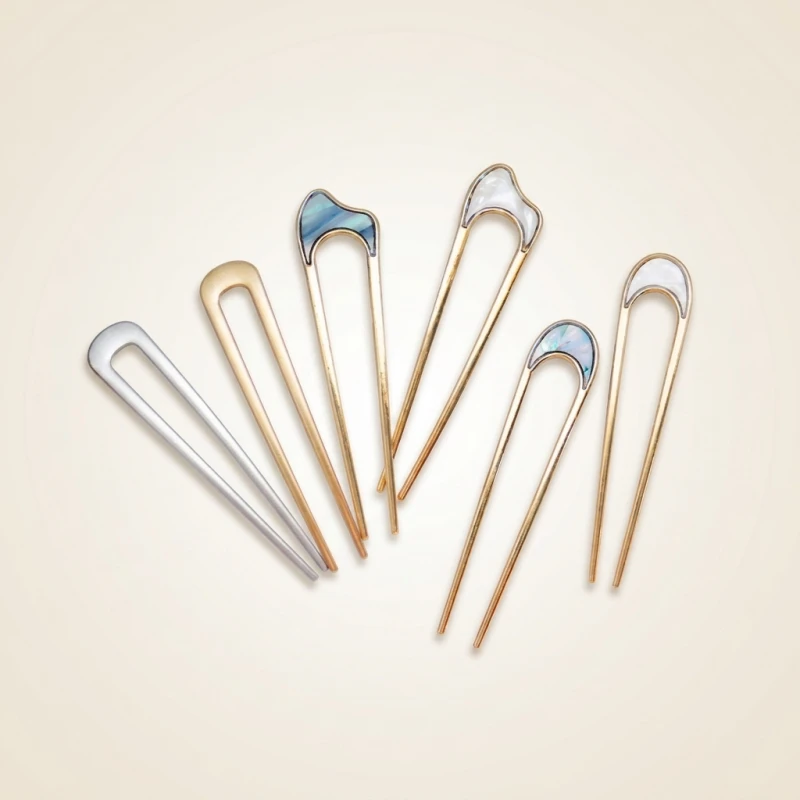 Fashionable U-shaped Hairpin Shell Hairpin Metal U Shaped Hair Pins Hair Fork French Simple Hair Accessories for Women (Men's & Women's) - Image 2